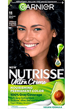 Blackest Black Hair Color Nourishing Permanent Color Grey Coverage - Garnier